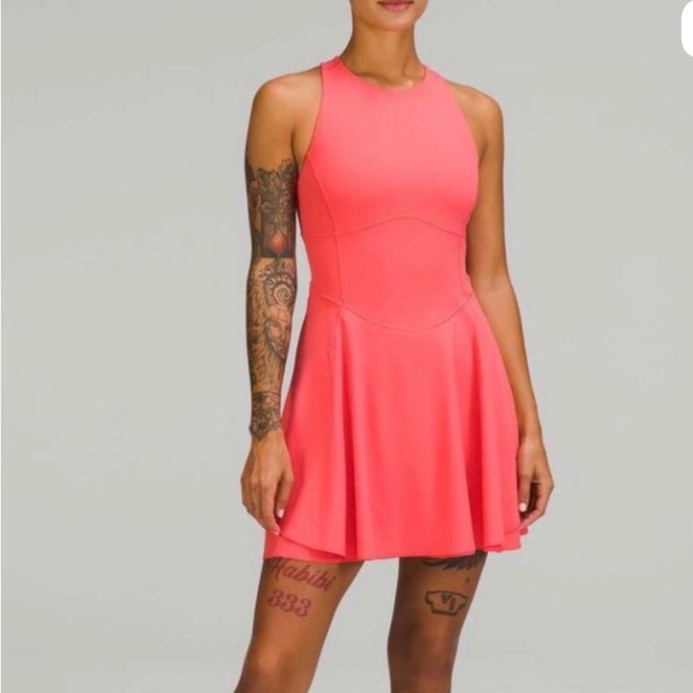 Lululemon Court Crush Coral pink tennis dress shorts athletic Size 6 pickleball.